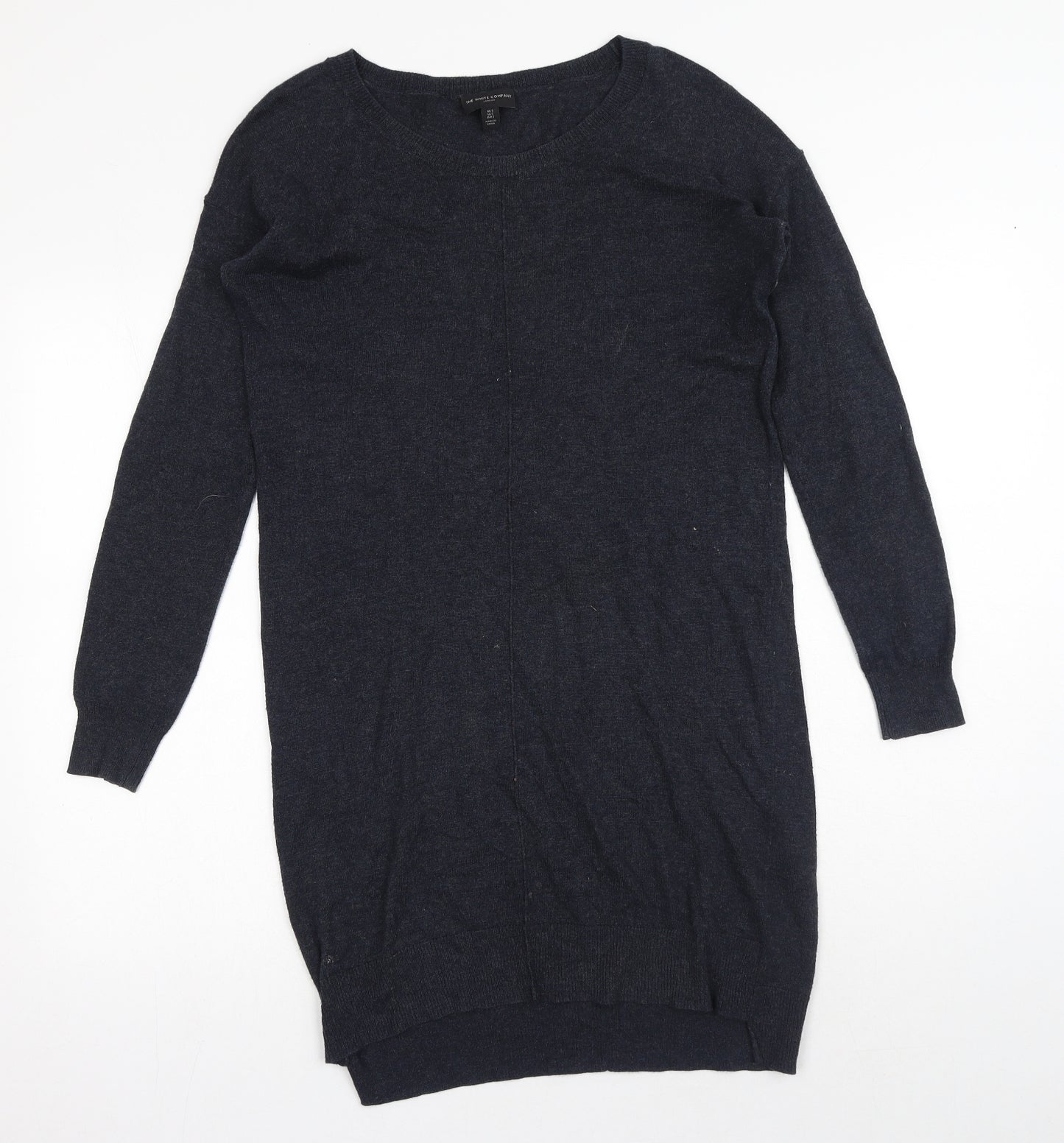 The White Company Womens Blue Wool Jumper Dress Size S Boat Neck Pullover