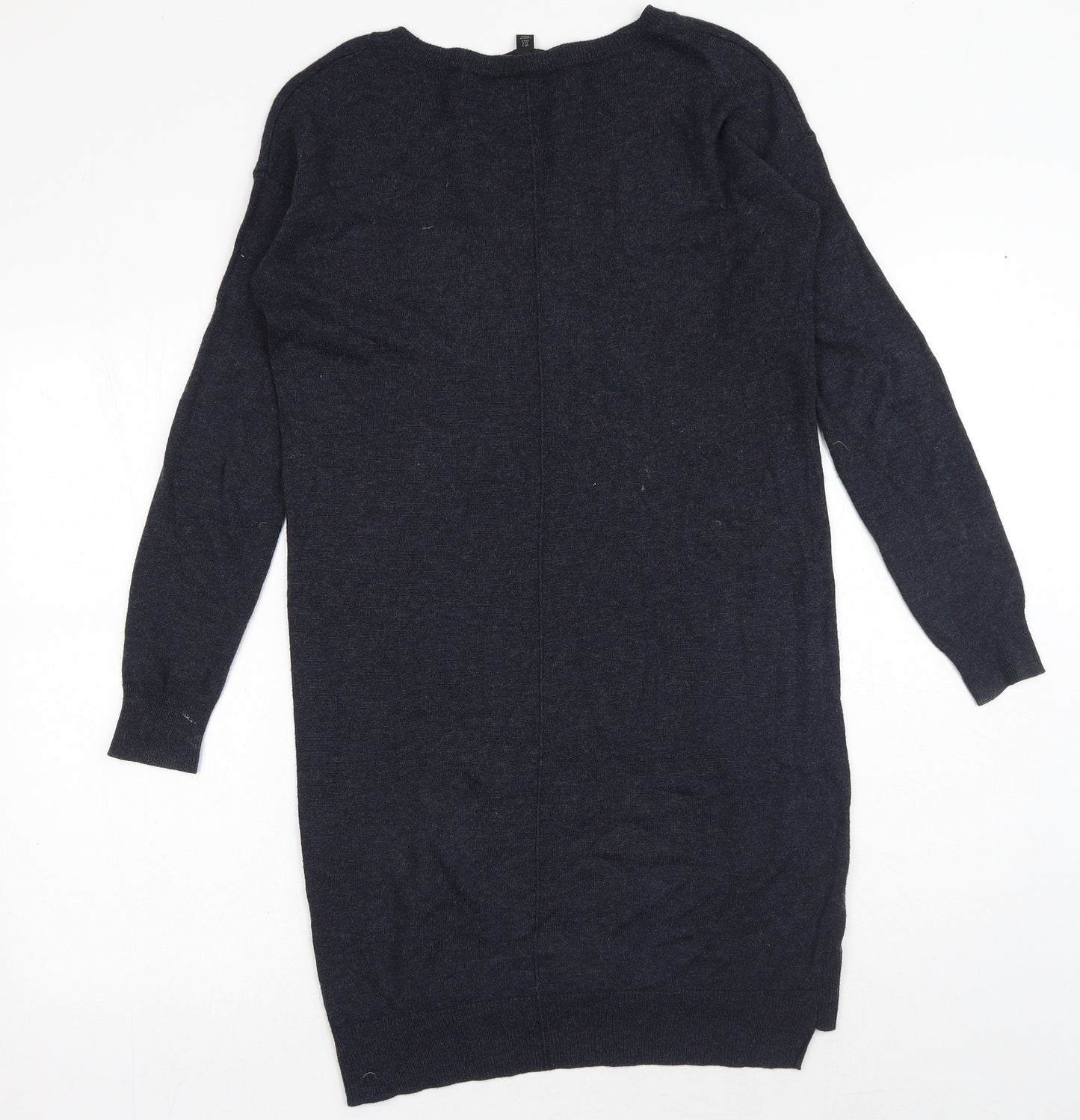 The White Company Womens Blue Wool Jumper Dress Size S Boat Neck Pullover