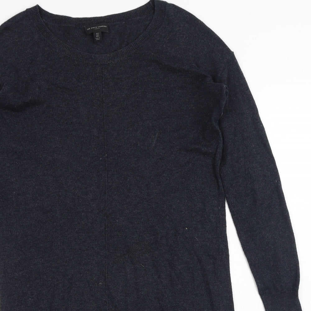 The White Company Womens Blue Wool Jumper Dress Size S Boat Neck Pullover