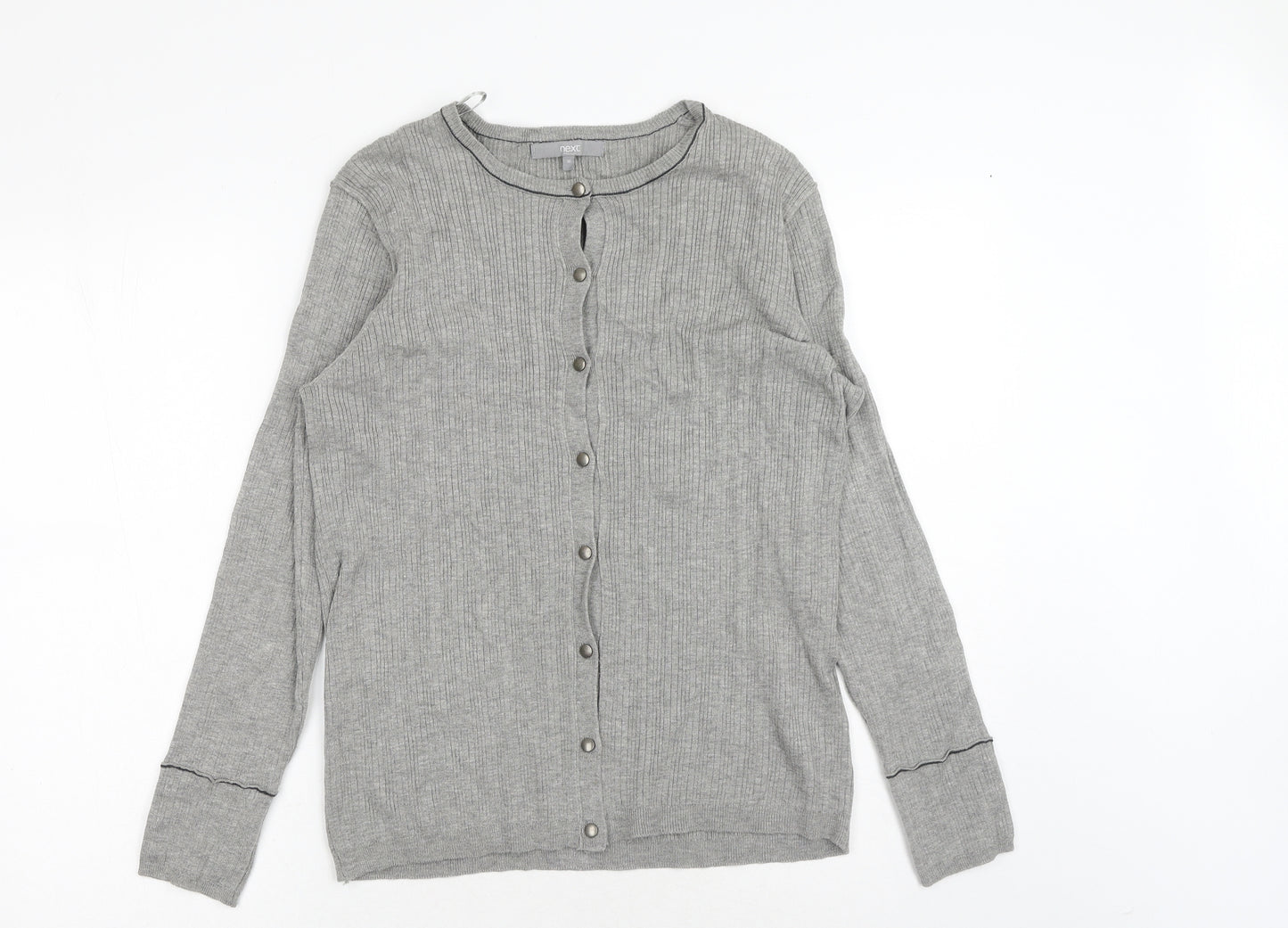 NEXT Womens Grey Round Neck Viscose Cardigan Jumper Size 16