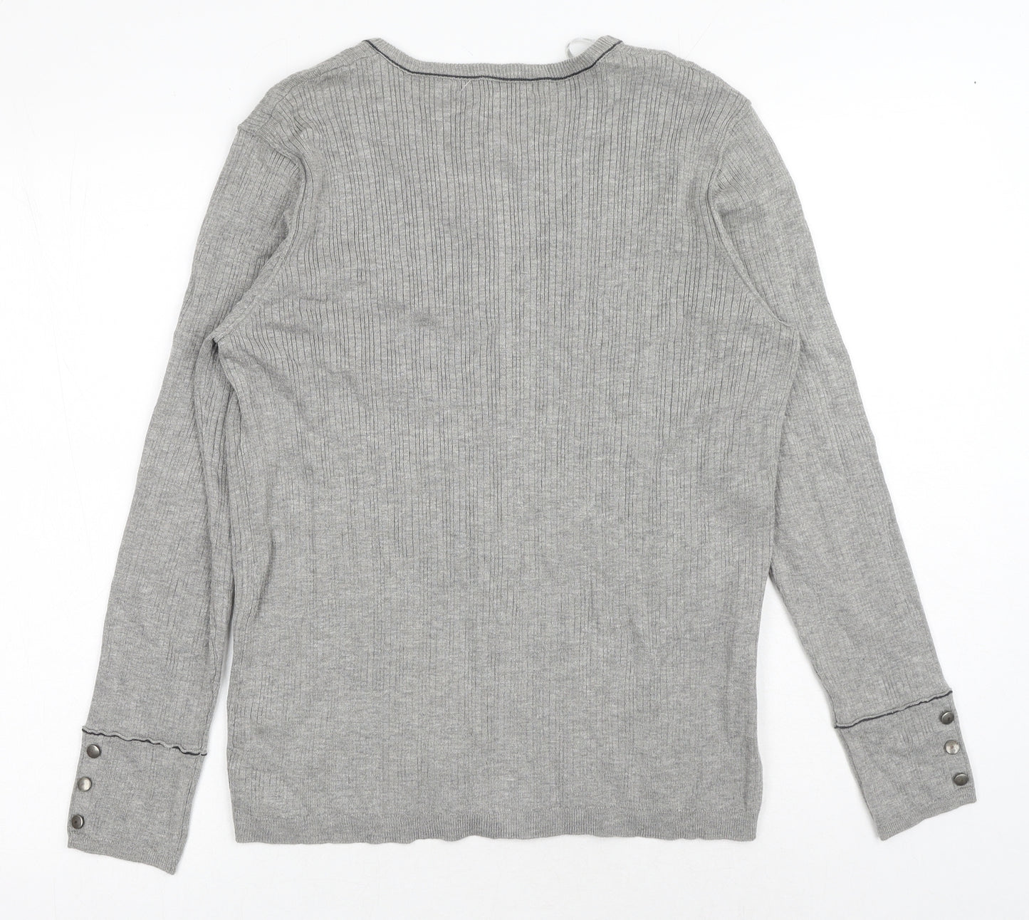NEXT Womens Grey Round Neck Viscose Cardigan Jumper Size 16
