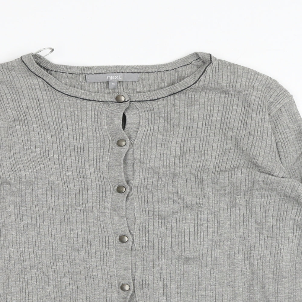 NEXT Womens Grey Round Neck Viscose Cardigan Jumper Size 16