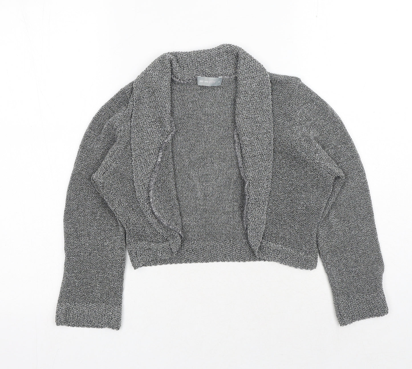 Marks and Spencer Womens Grey V-Neck Acrylic Shrug Jumper Size S