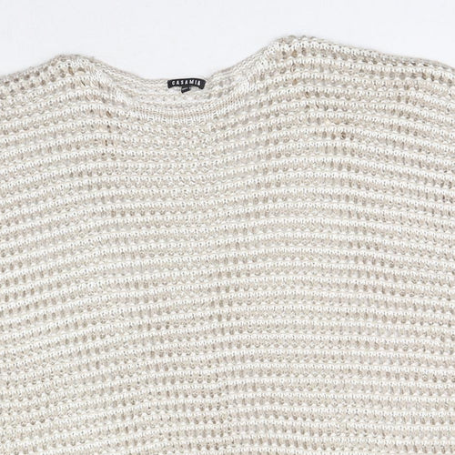 Casamia Womens Beige Round Neck Acrylic Pullover Jumper Size M - Size M/L