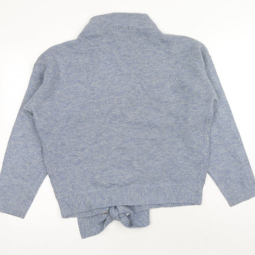 TU Womens Blue Mock Neck Acrylic Pullover Jumper Size 10 - Tie Front Detail