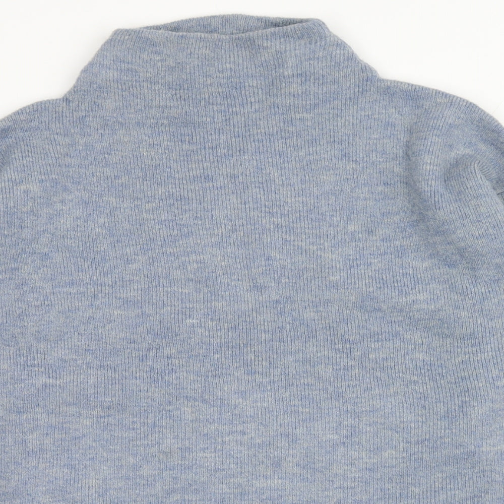 TU Womens Blue Mock Neck Acrylic Pullover Jumper Size 10 - Tie Front Detail