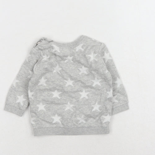 George Baby Grey Geometric Cotton Pullover Jumper One Size Button - Star