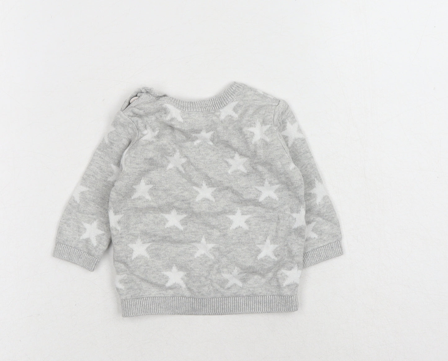 George Baby Grey Geometric Cotton Pullover Jumper One Size Button - Star