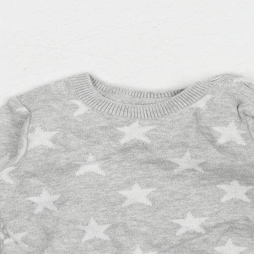 George Baby Grey Geometric Cotton Pullover Jumper One Size Button - Star