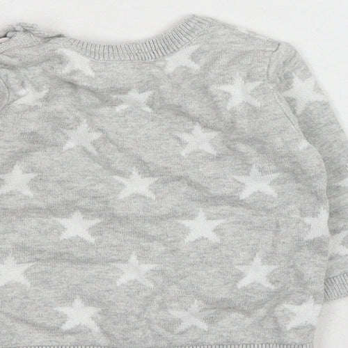 George Baby Grey Geometric Cotton Pullover Jumper One Size Button - Star