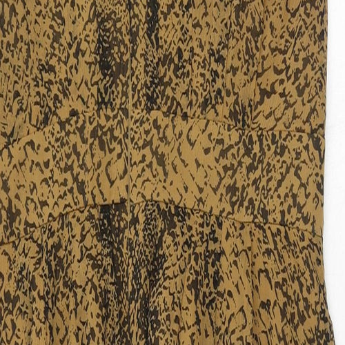 Great Plains Womens Brown Geometric Polyester A-Line Size M V-Neck Zip