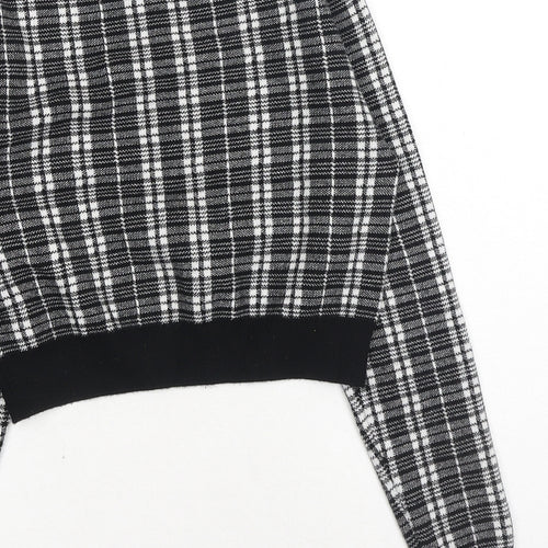 Primark Womens Black Round Neck Plaid Viscose Pullover Jumper Size S