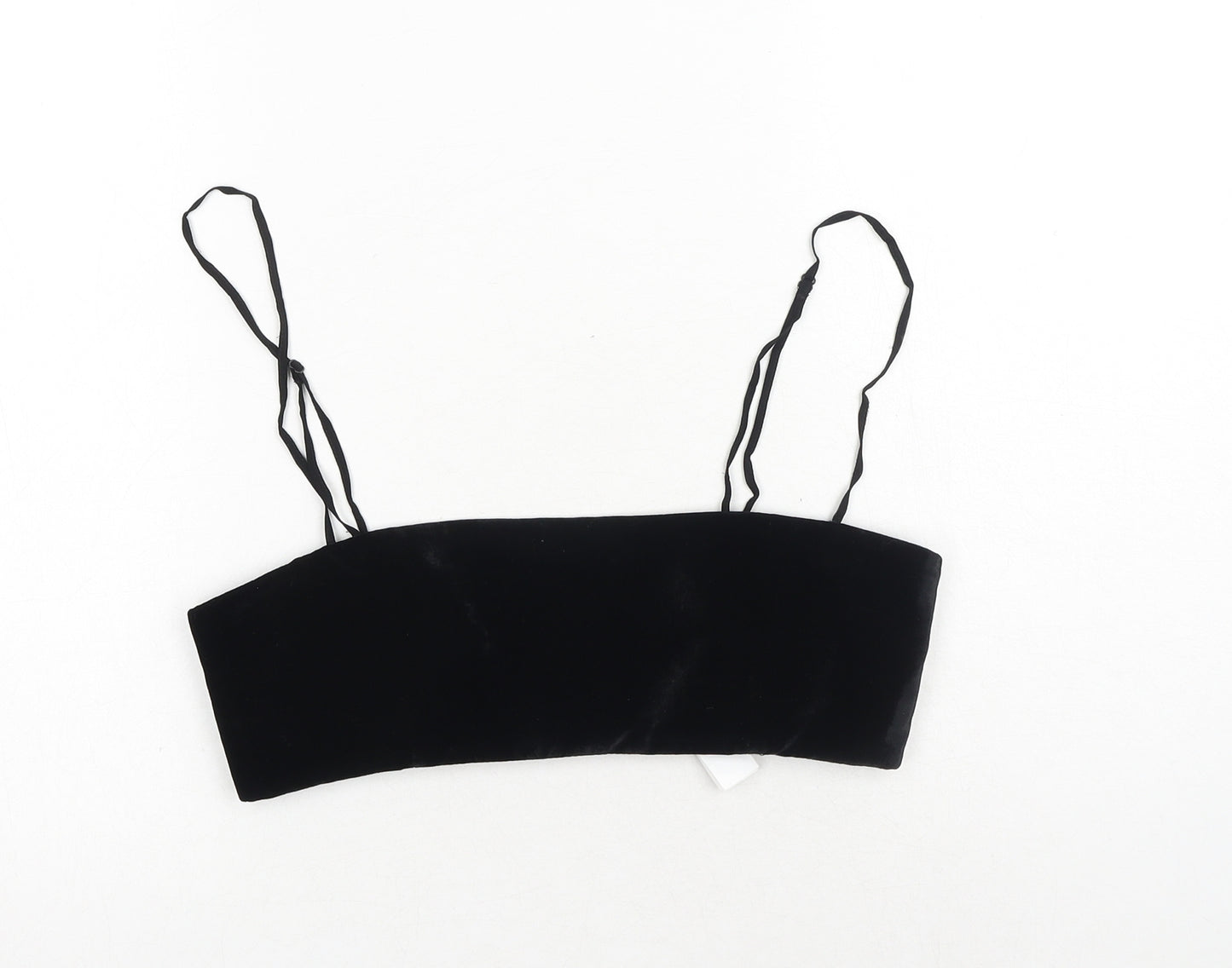Zara Womens Black Polyester Cropped Tank Size M Square Neck