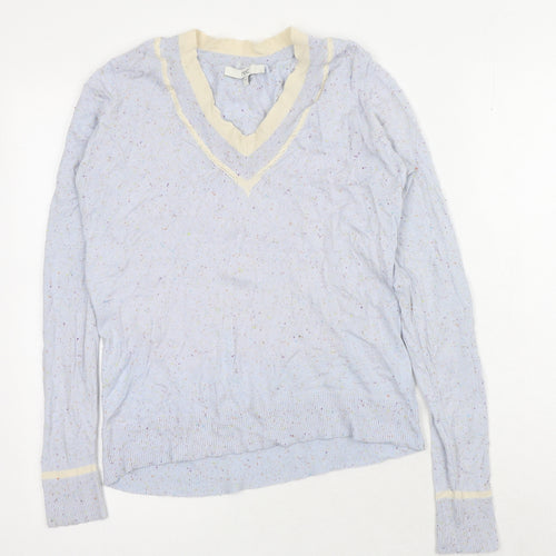 NEXT Womens Grey V-Neck Viscose Pullover Jumper Size S