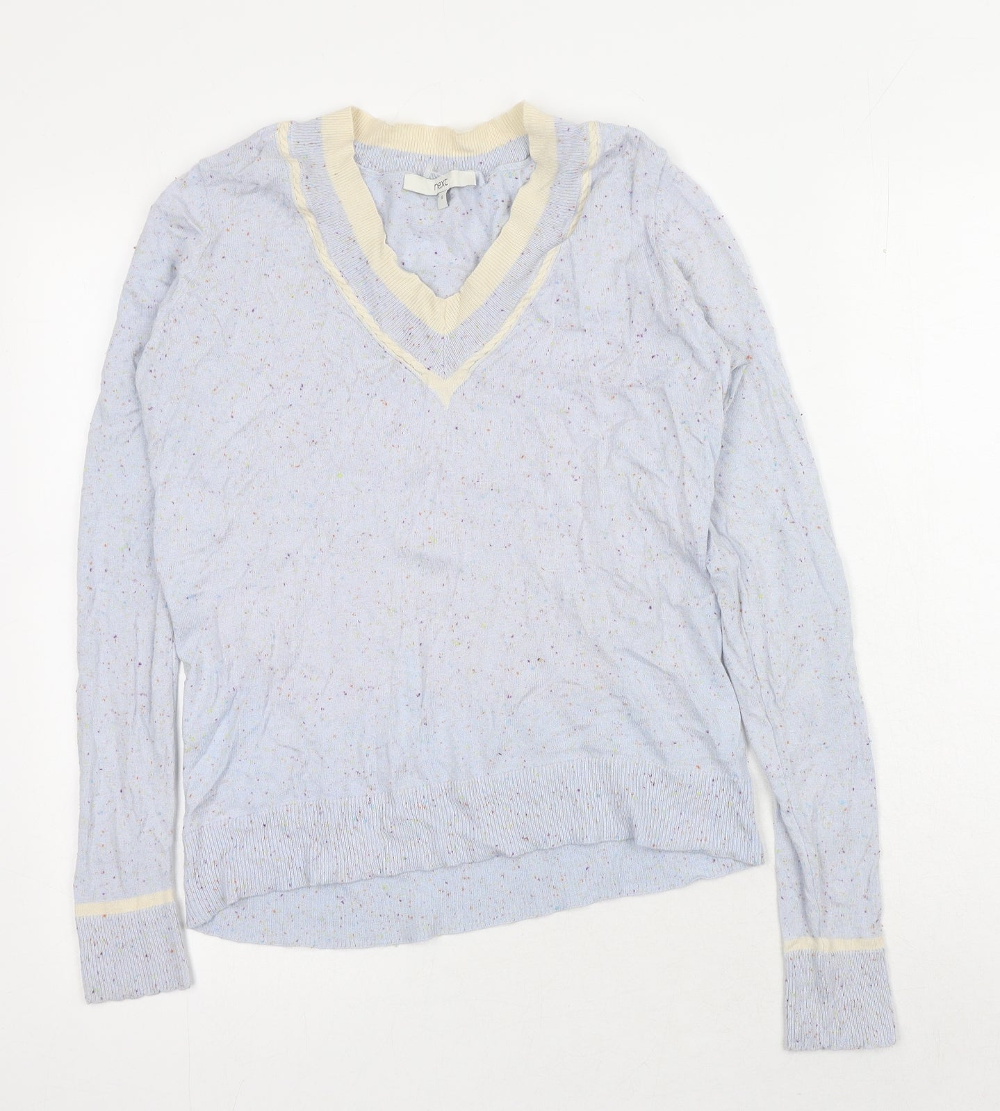 NEXT Womens Grey V-Neck Viscose Pullover Jumper Size S
