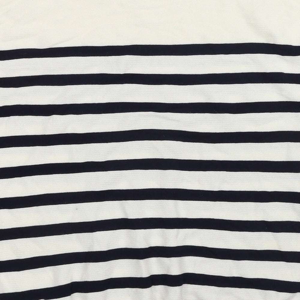 F&F Womens White Boat Neck Striped Viscose Pullover Jumper Size S - Batwing