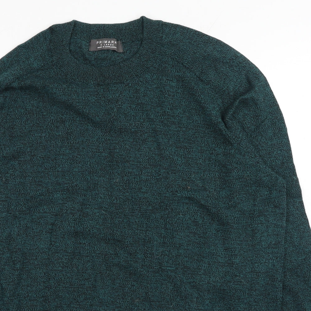 Primark Mens Green Round Neck Cotton Pullover Jumper Size XL