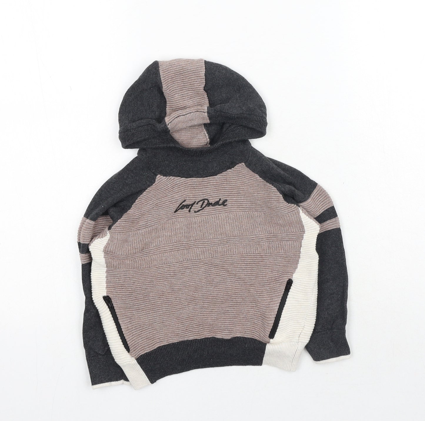 NEXT Boys Grey Cotton Pullover Hoodie Size 3-4 Years Pullover