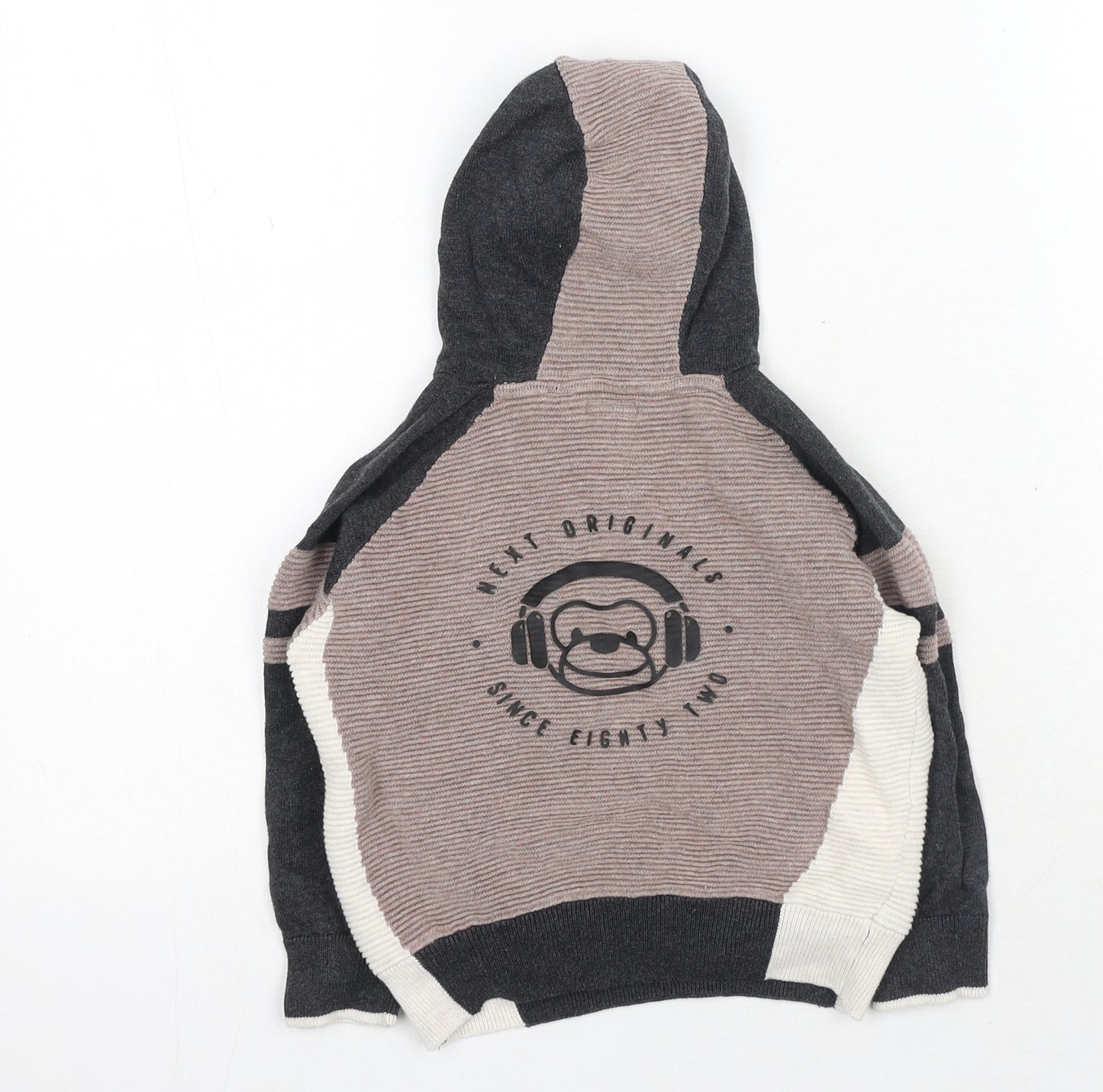 NEXT Boys Grey Cotton Pullover Hoodie Size 3-4 Years Pullover