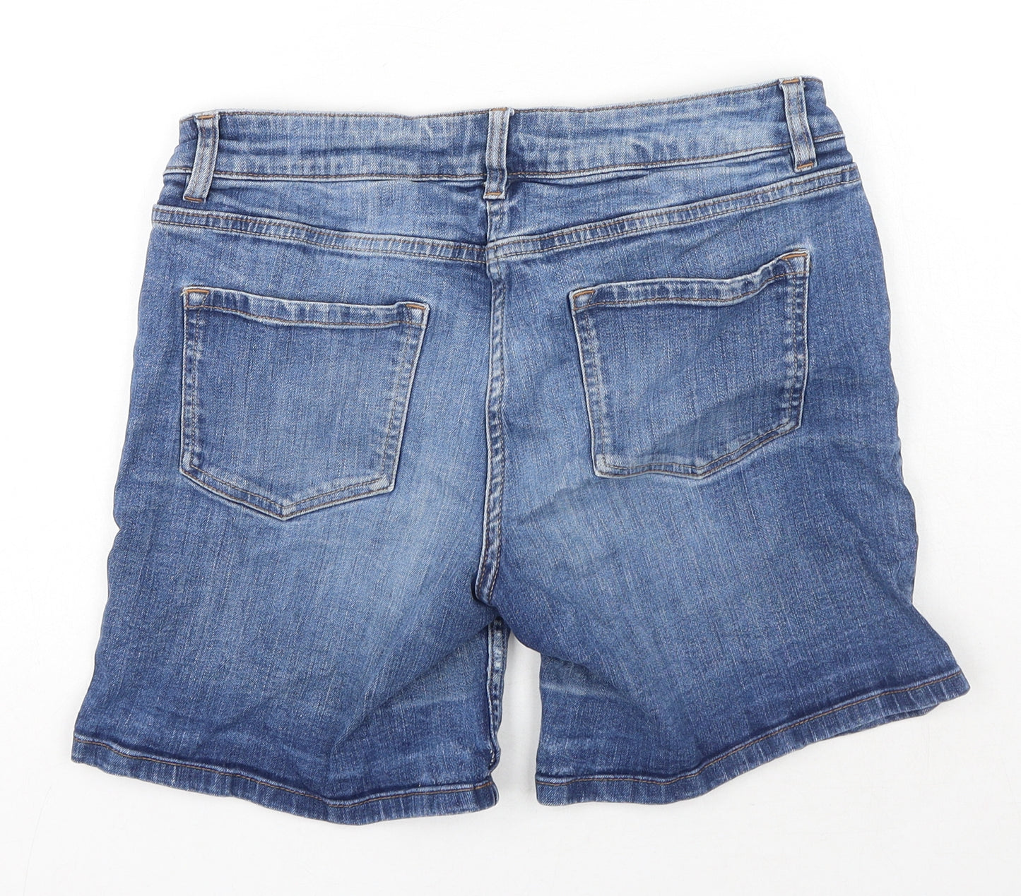 NEXT Womens Blue Cotton Boyfriend Shorts Size 8 Regular Button