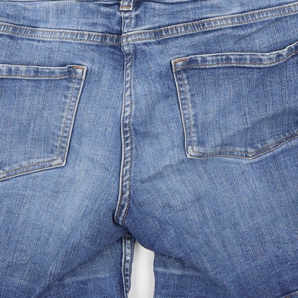 NEXT Womens Blue Cotton Boyfriend Shorts Size 8 Regular Button