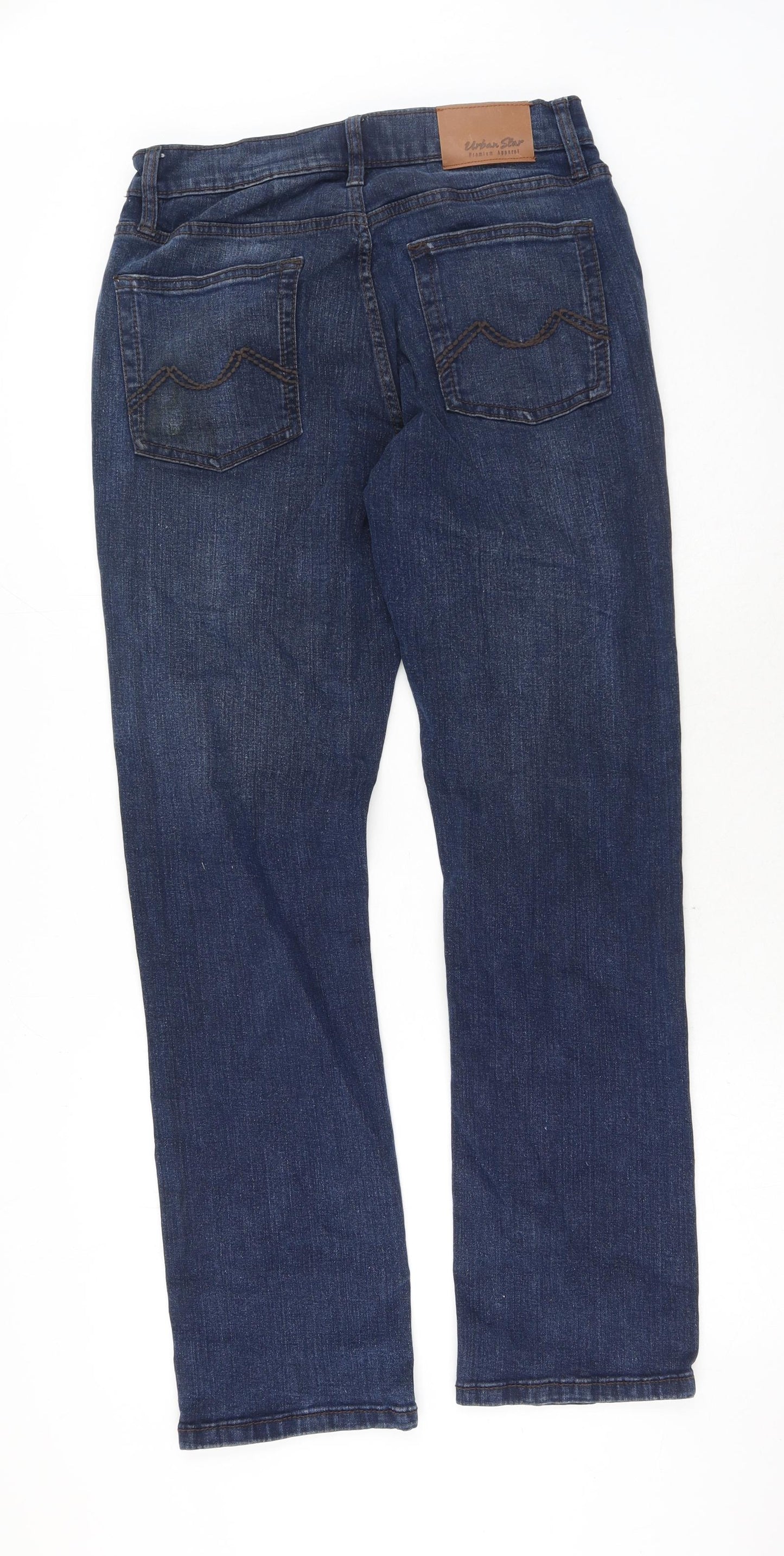 Urban Star Mens Blue Cotton Straight Jeans Size 30 in L30 in Regular Button