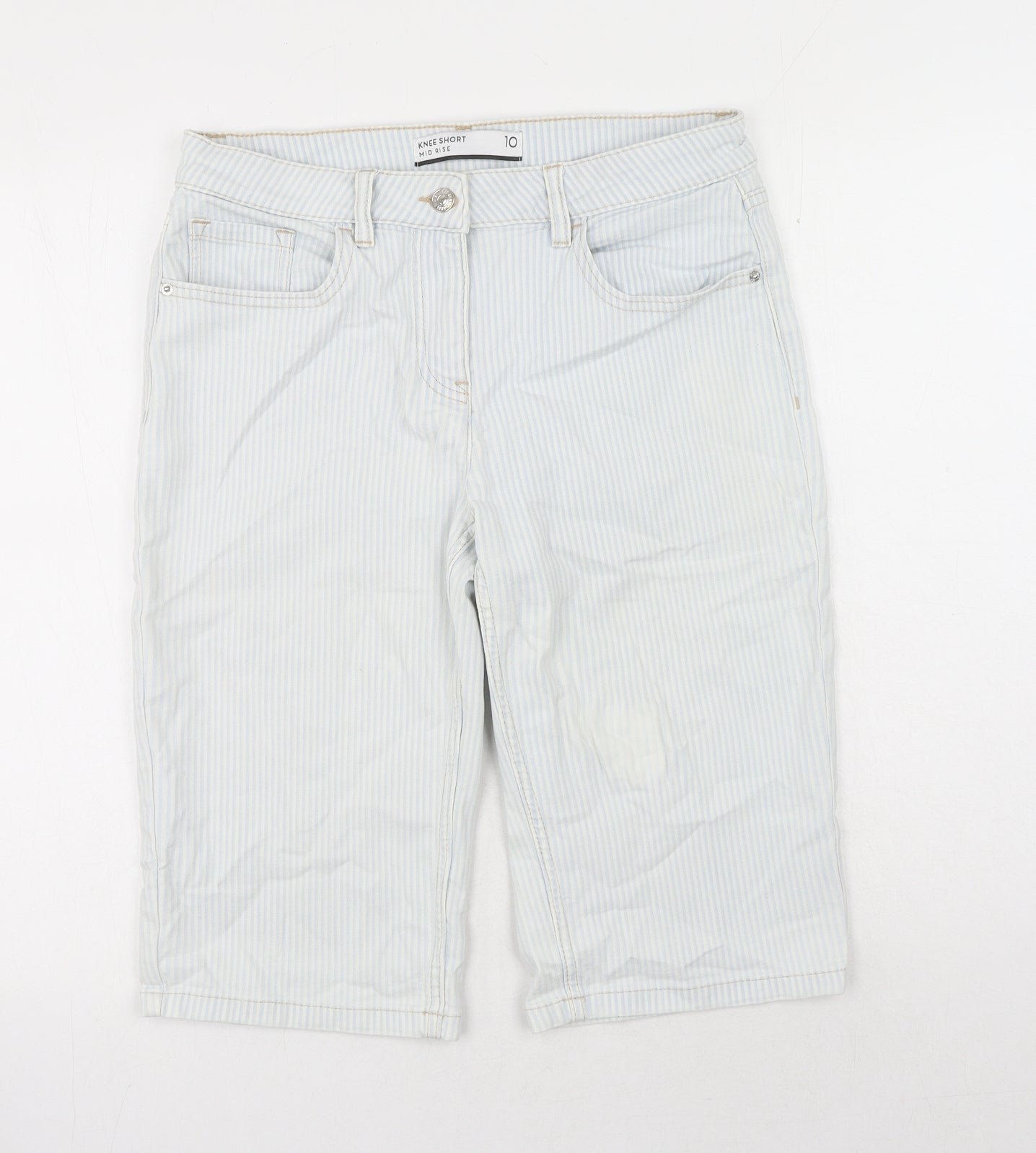 NEXT Womens White Cotton Skimmer Shorts Size 10 Regular Button