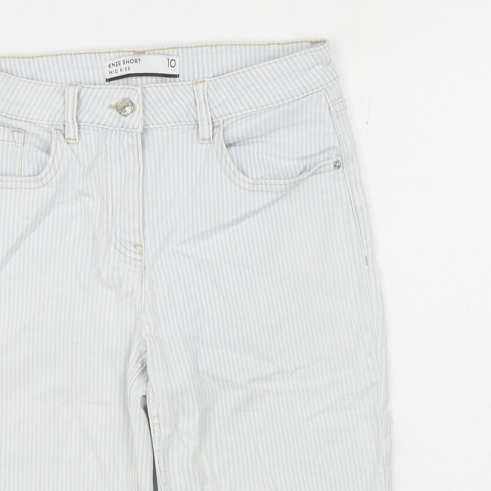 NEXT Womens White Cotton Skimmer Shorts Size 10 Regular Button