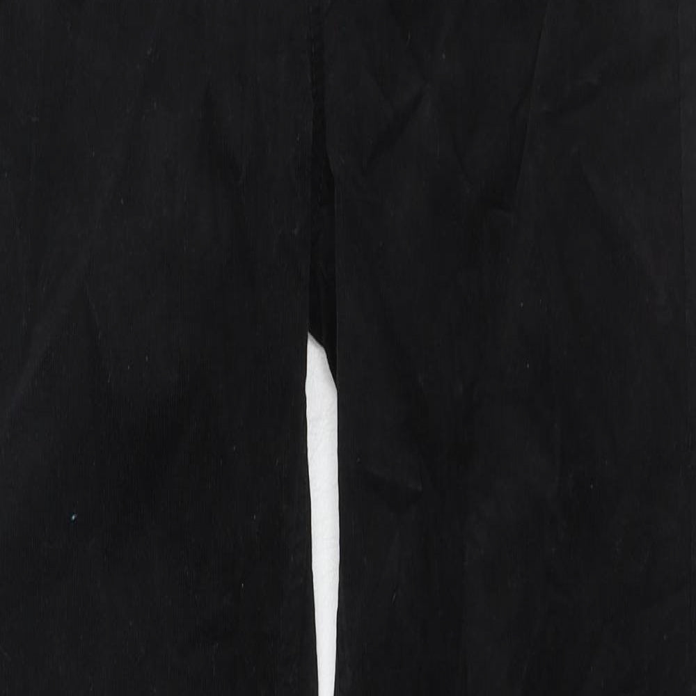 Marks and Spencer Womens Black Cotton Trousers Size 14 Regular Button