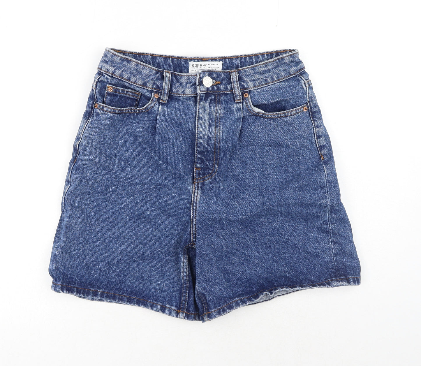 Denim & Co. Womens Blue Cotton Chino Shorts Size 10 Regular Button