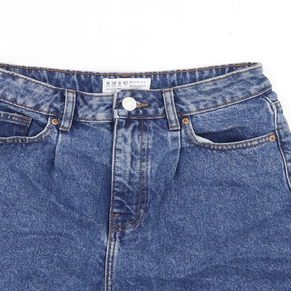 Denim & Co. Womens Blue Cotton Chino Shorts Size 10 Regular Button