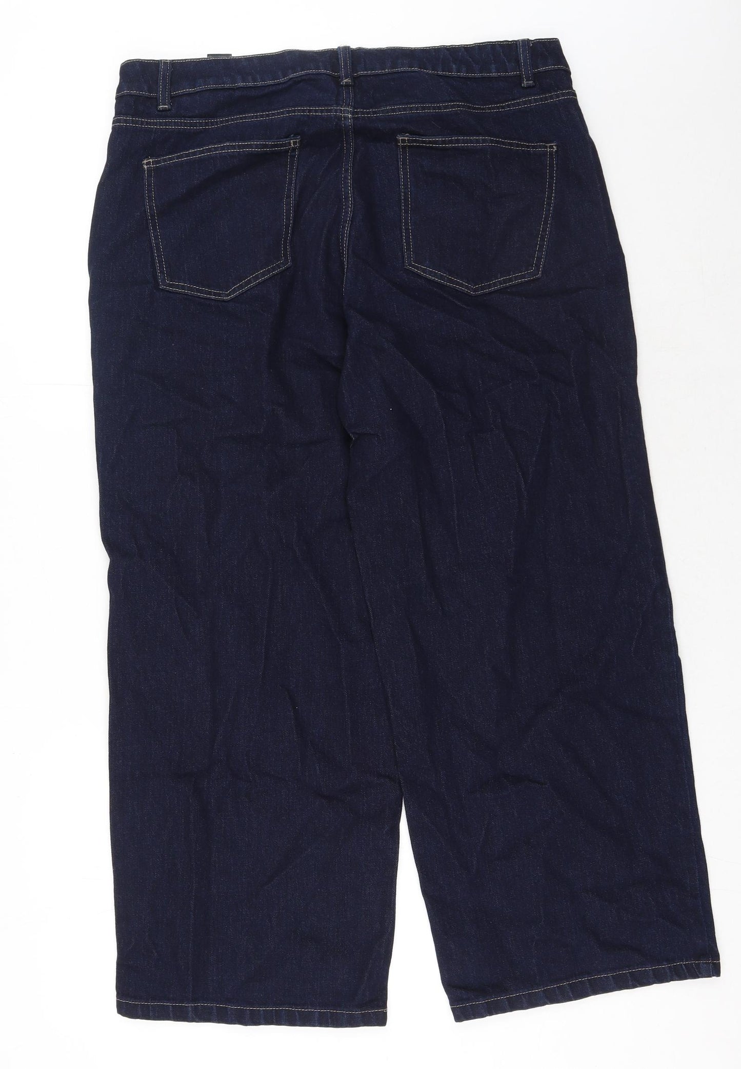 Marks and Spencer Womens Blue Cotton Straight Jeans Size 18 Regular Button