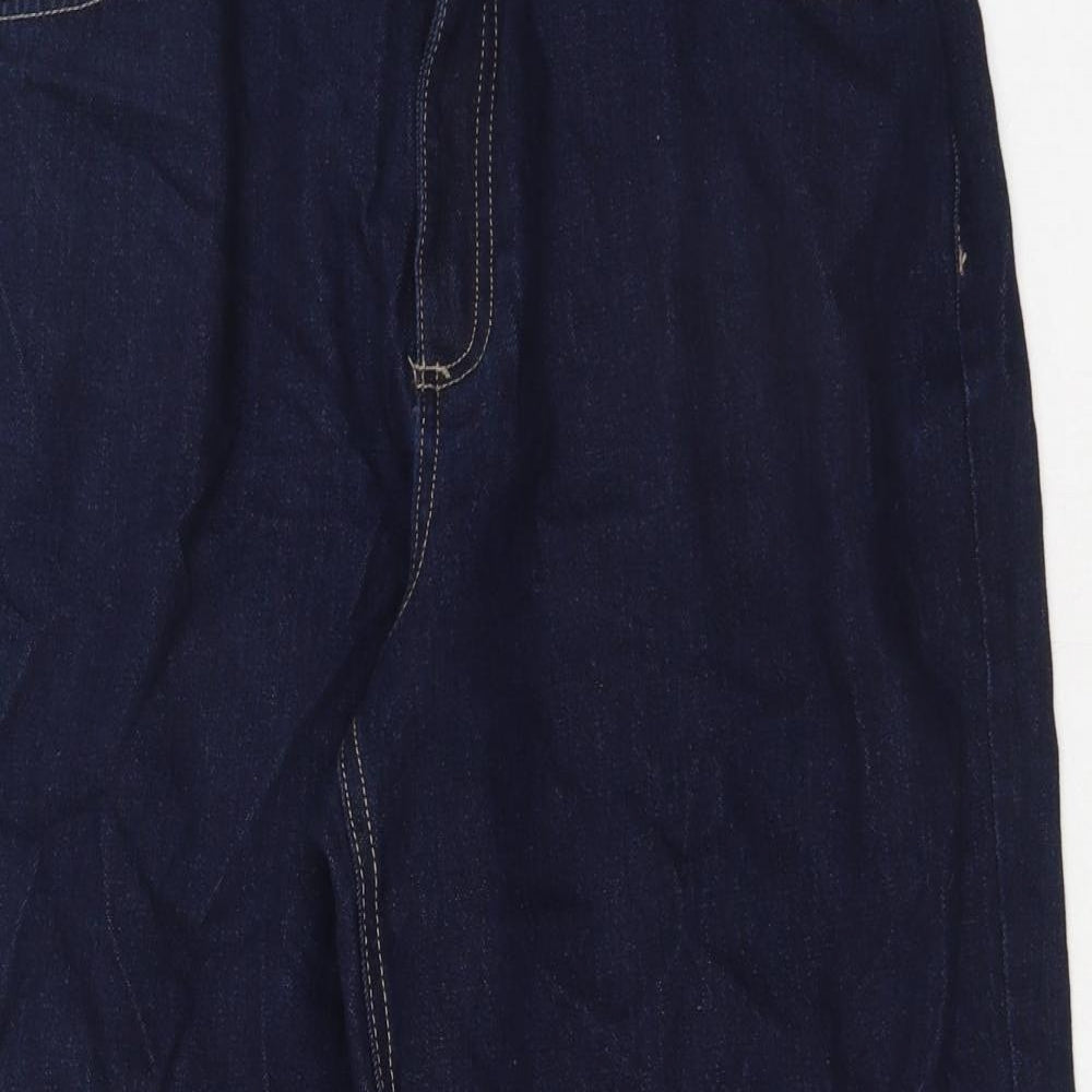 Marks and Spencer Womens Blue Cotton Straight Jeans Size 18 Regular Button