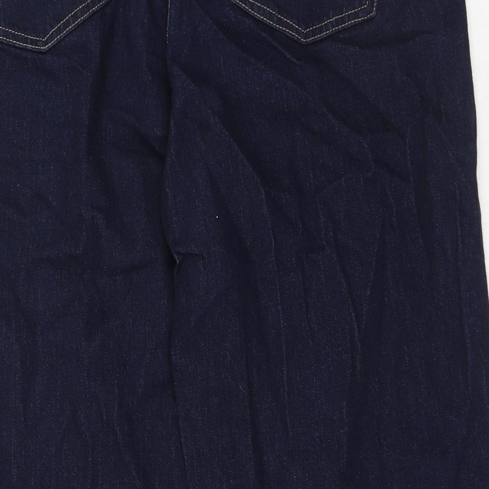 Marks and Spencer Womens Blue Cotton Straight Jeans Size 18 Regular Button