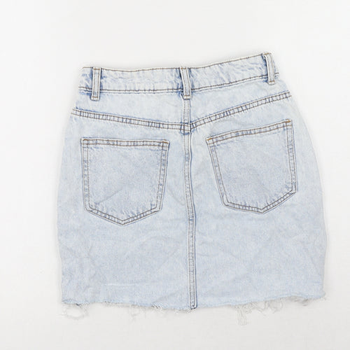 Denim & Co. Womens Blue Cotton Mini Skirt Size 6 Button