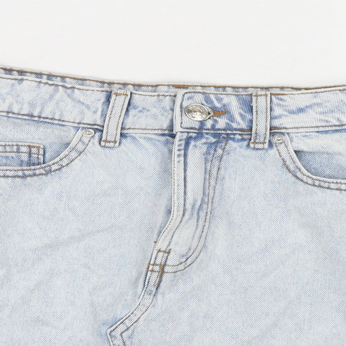Denim & Co. Womens Blue Cotton Mini Skirt Size 6 Button