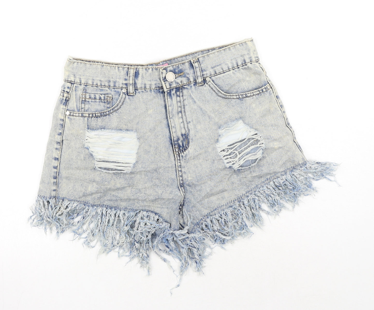 Denim Club Womens Blue Cotton Cut-Off Shorts Size 12 Regular Button - Distressed
