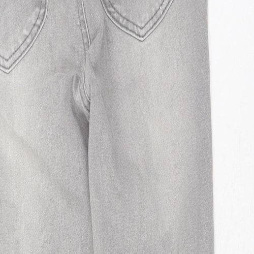 Denim & Co. Boys Grey Cotton Skinny Jeans Size 11-12 Years Regular Button - Distressed
