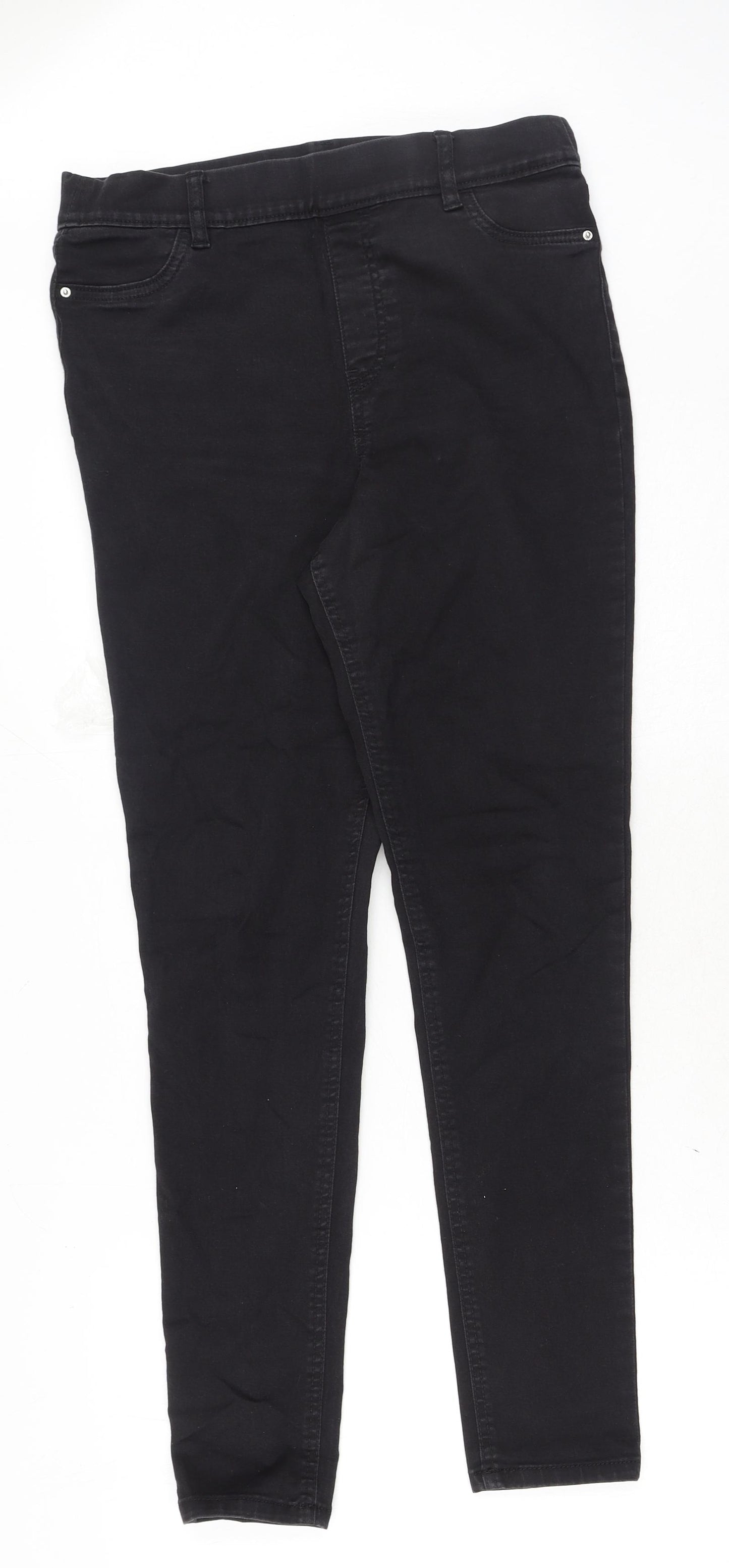 F&F Womens Black Cotton Skinny Jeans Size 12 Regular Button
