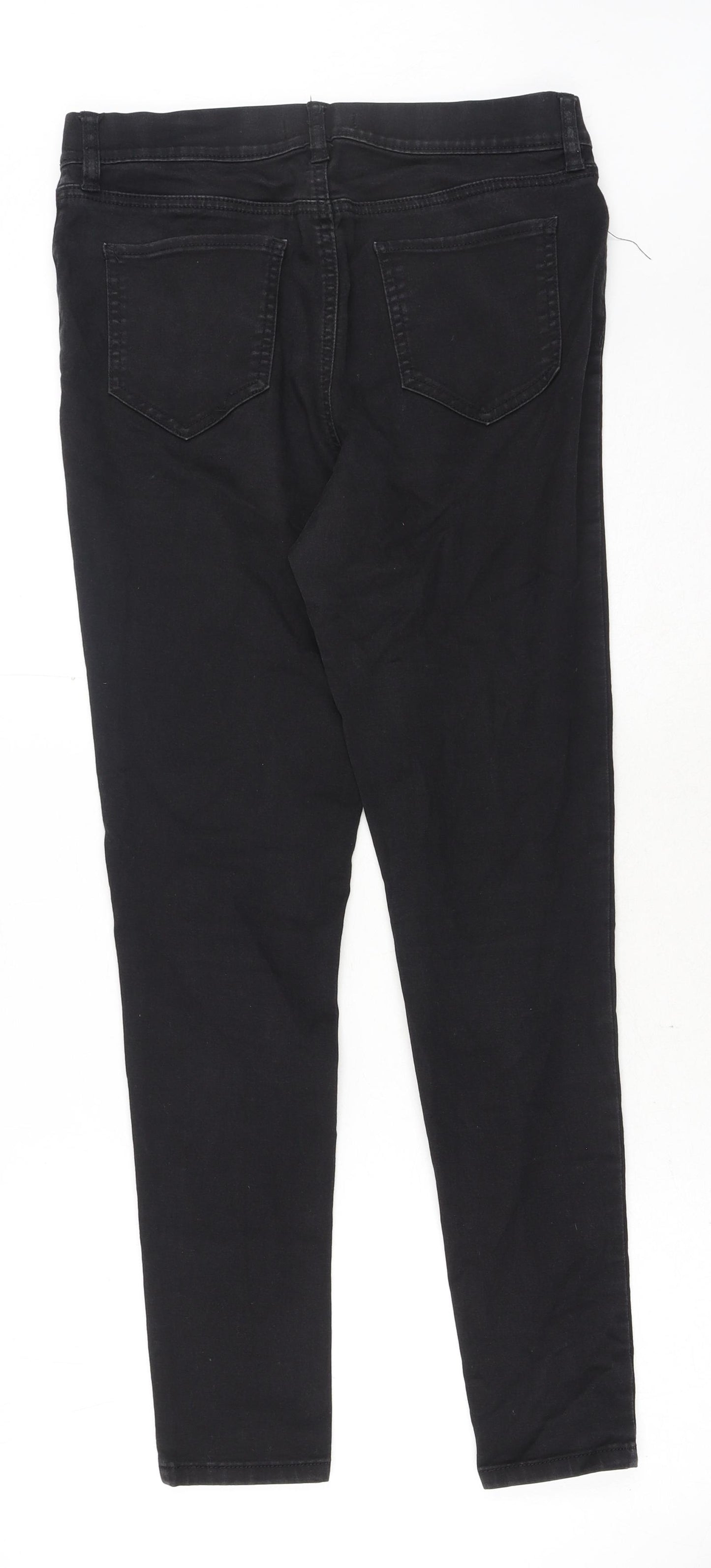 F&F Womens Black Cotton Skinny Jeans Size 12 Regular Button