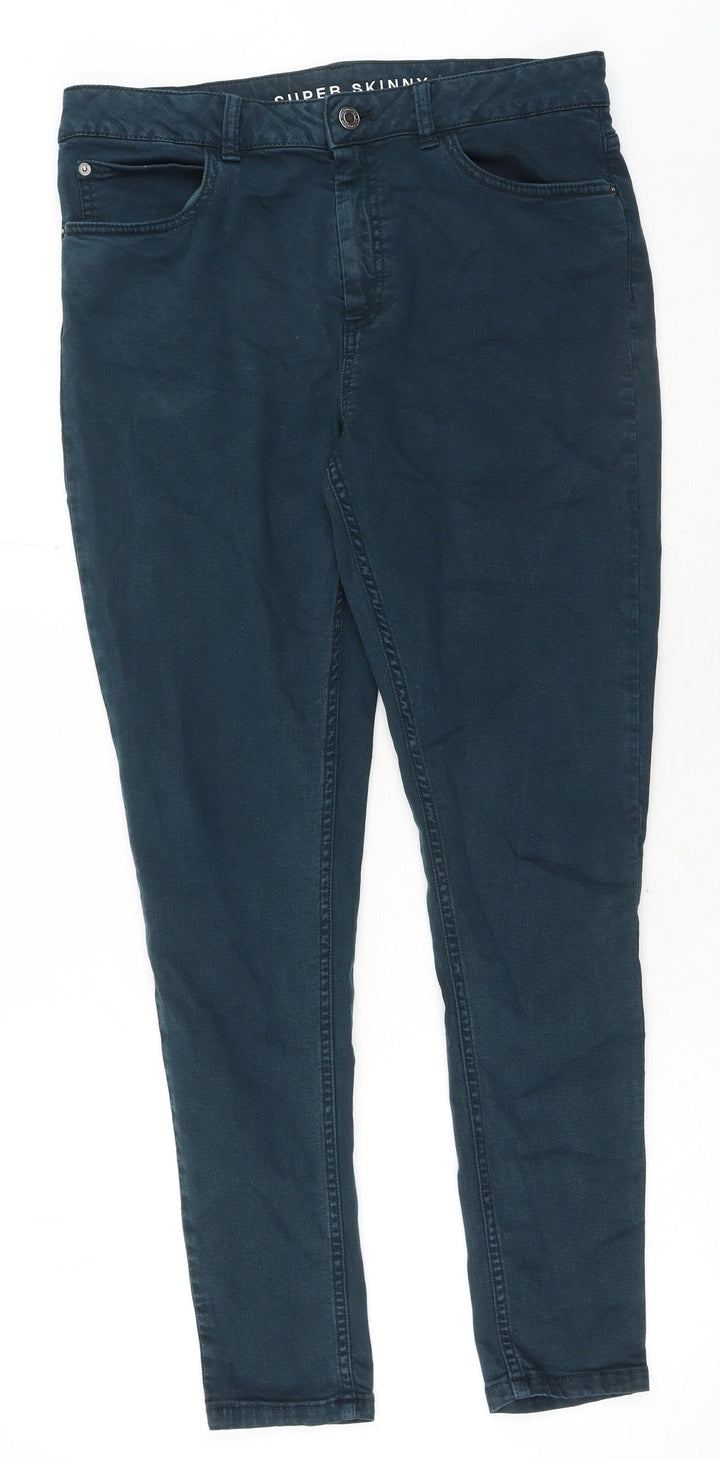 Marks and Spencer Womens Green Cotton Skinny Jeans Size 32 in Regular Button