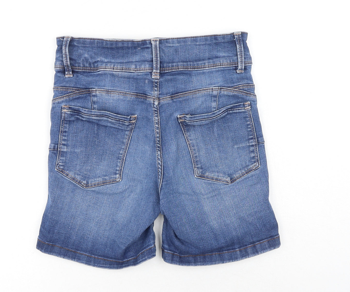 NEXT Womens Blue Cotton Boyfriend Shorts Size 8 Regular Button