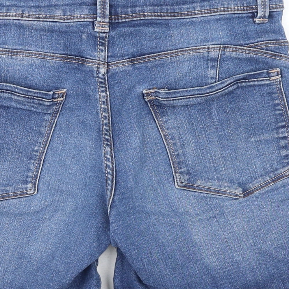 NEXT Womens Blue Cotton Boyfriend Shorts Size 8 Regular Button
