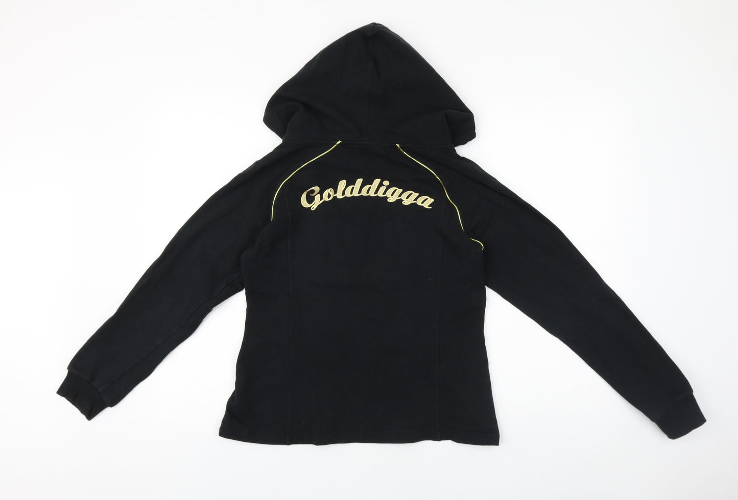 Goldigga Womens Black Cotton Pullover Hoodie Size 12 Pullover