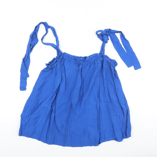 H&M Womens Blue Geometric Viscose Cropped Tank Size M Off the Shoulder