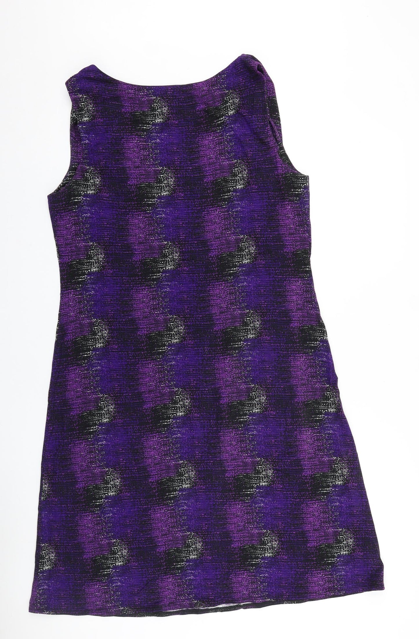 Principles Womens Purple Geometric Viscose Shift Size 16 Boat Neck Pullover