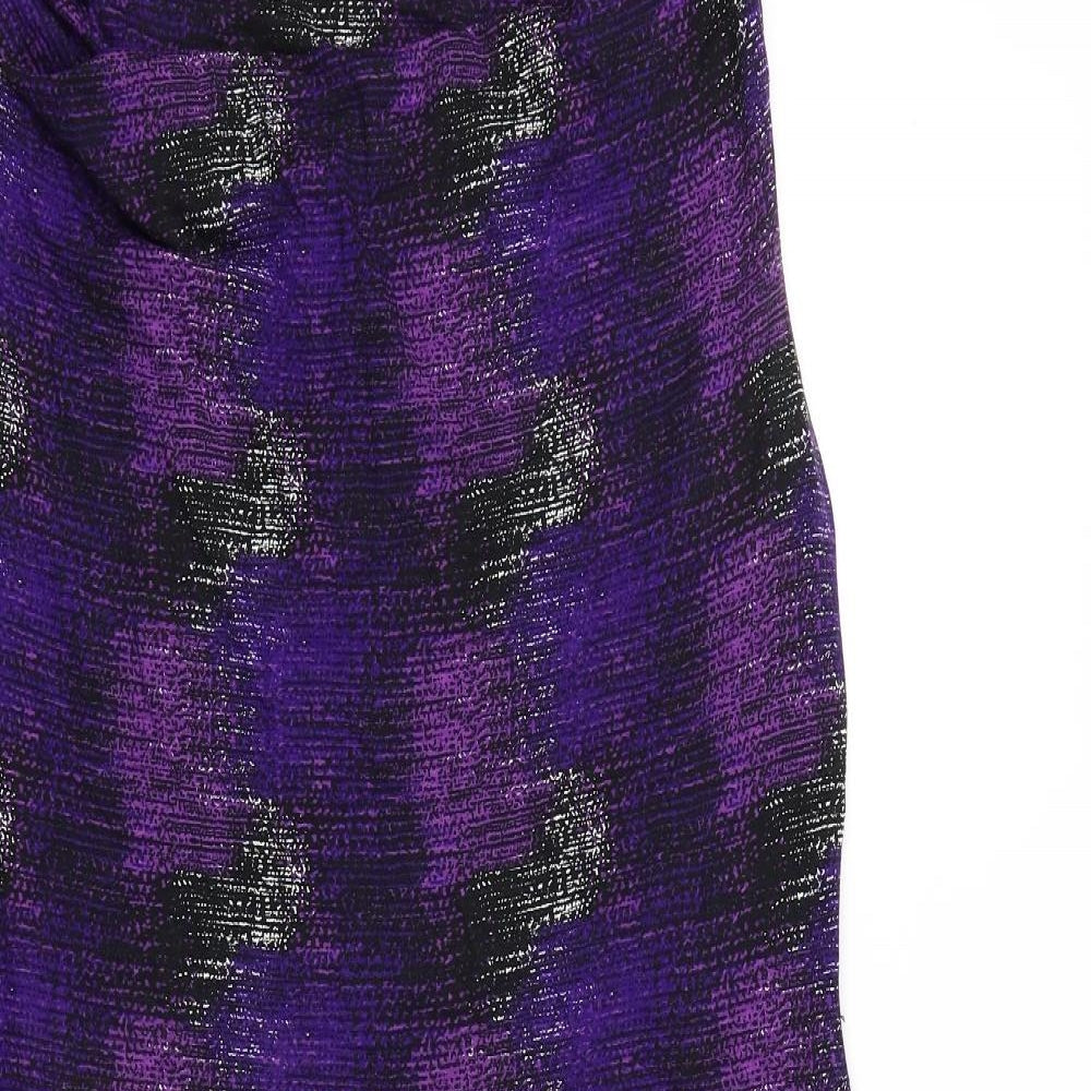 Principles Womens Purple Geometric Viscose Shift Size 16 Boat Neck Pullover