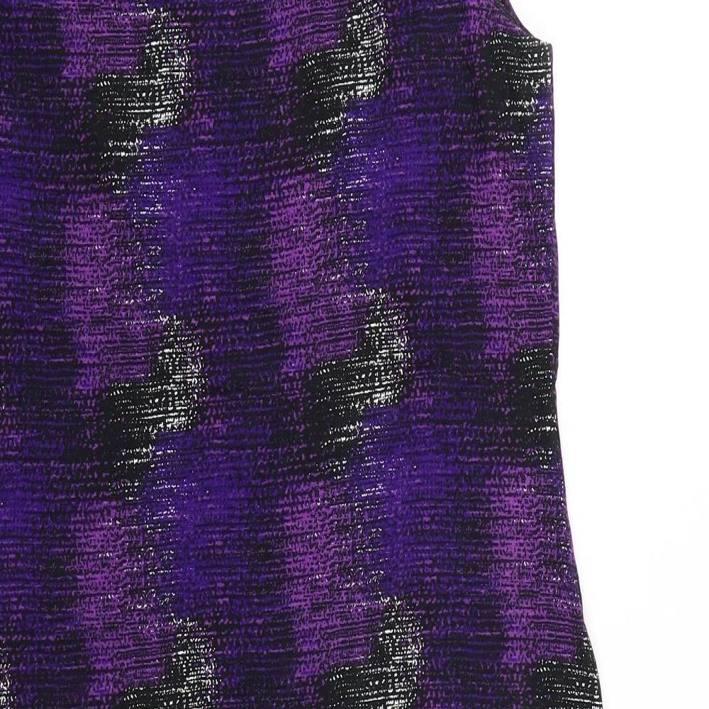 Principles Womens Purple Geometric Viscose Shift Size 16 Boat Neck Pullover