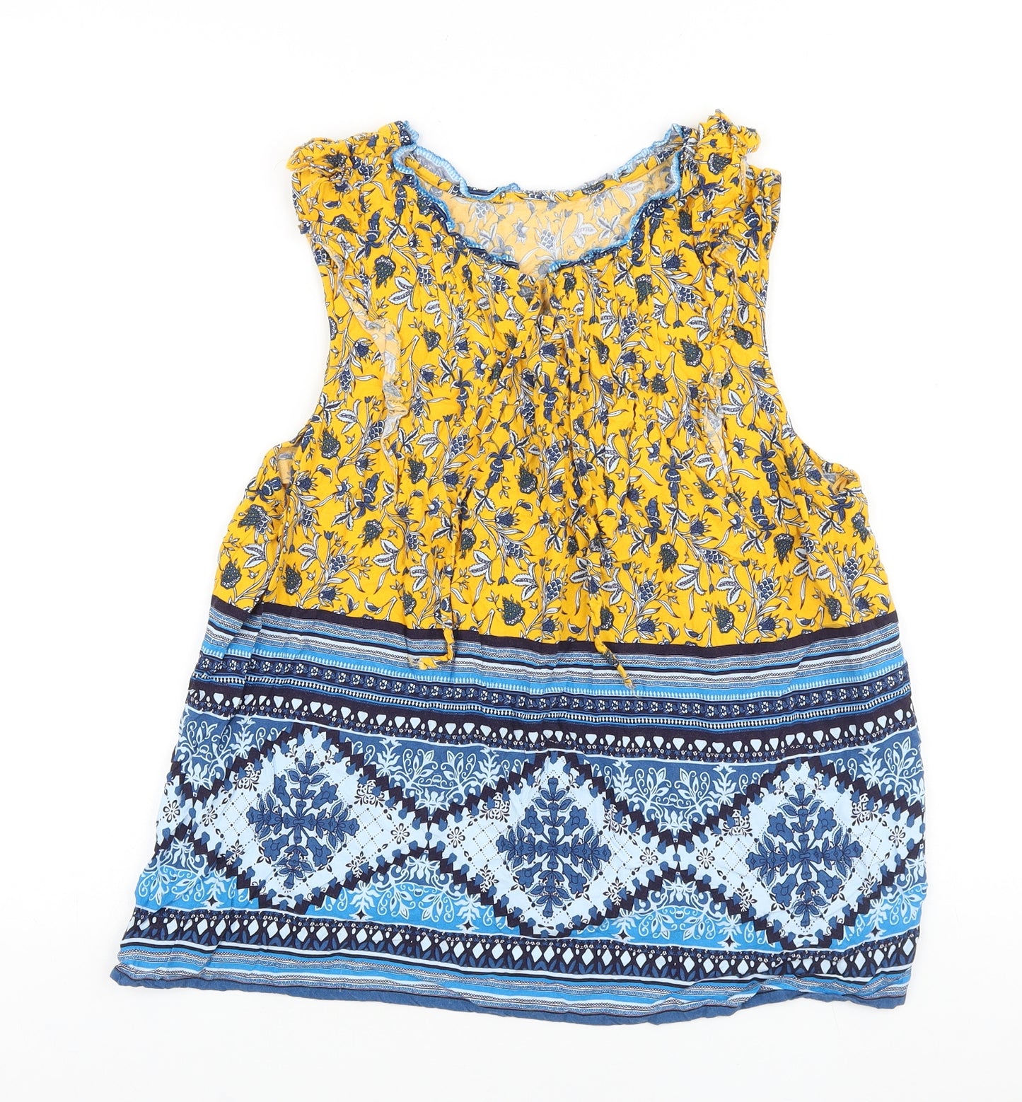 TU Womens Multicoloured Geometric Viscose Basic Tank Size 16 Round Neck