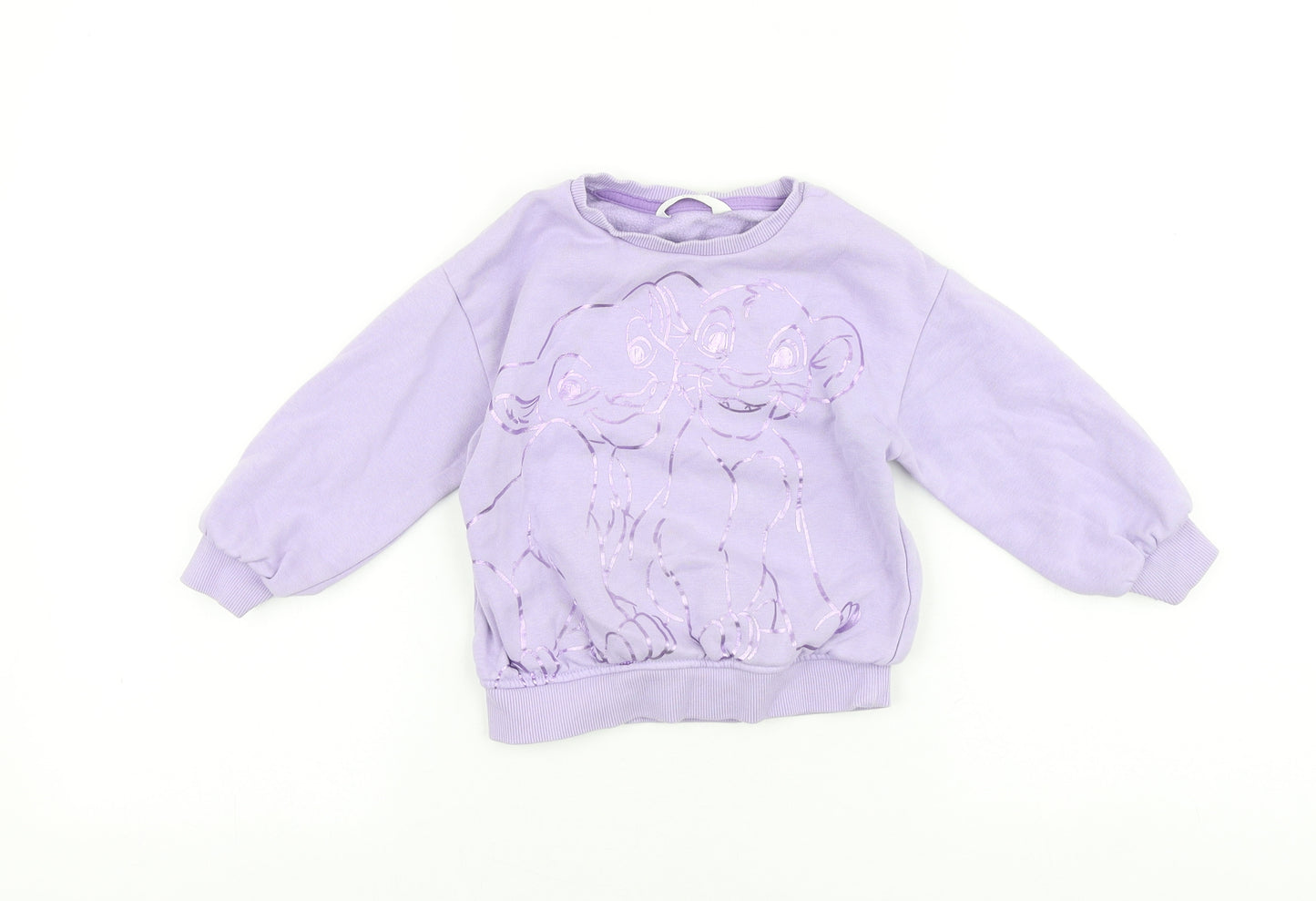 Marks and Spencer Girls Pink 100% Cotton Pullover Sweatshirt Size 2-3 Years Pullover - Lion King